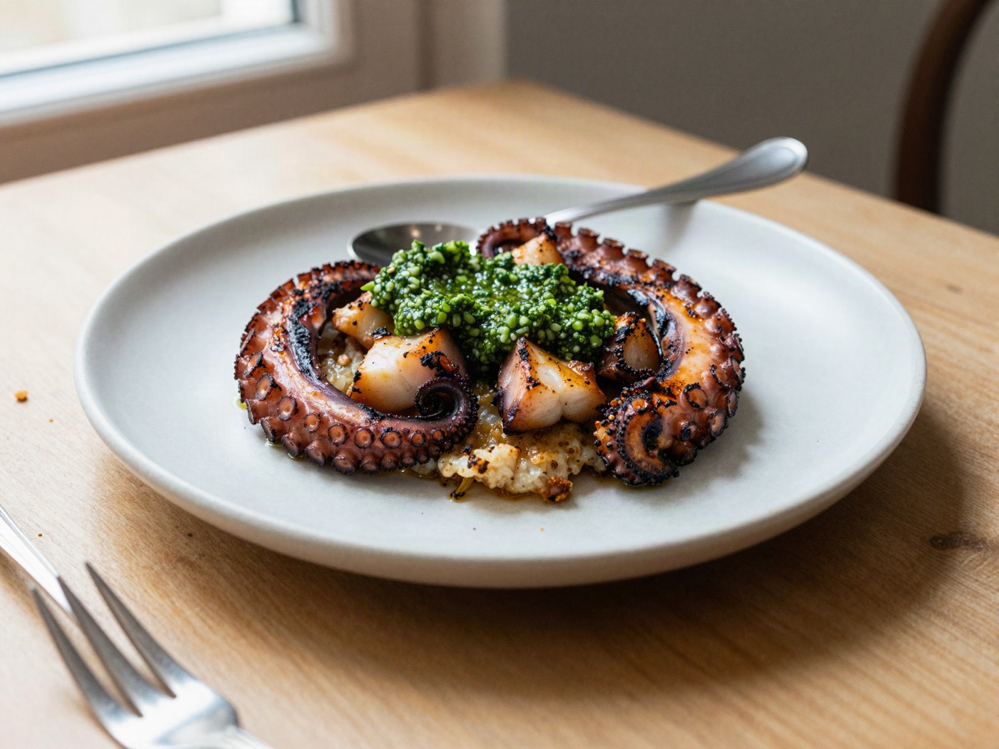 Ensaladilla con pulpo asado y chimichurri